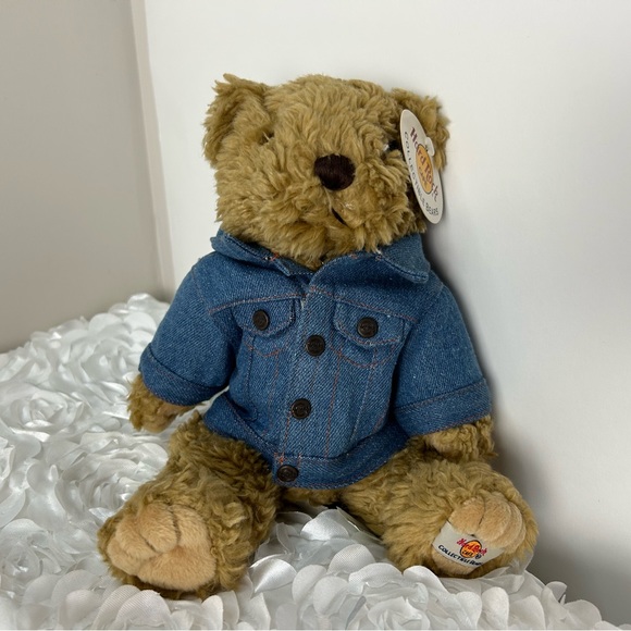 Hard Rock Cafe Collectible Brown Teddybear Plush Myrtle Beach w/Jean Jacket NWT - Picture 1 of 11